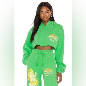 Boys Lie Green Cropped Hoodie and Pants Set